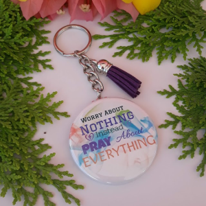 Worry About Nothing Button Keychain